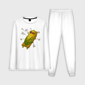Мужская пижама с лонгсливом хлопок с принтом Летняя кукуруза в Екатеринбурге,  |  | Тематика изображения на принте: 