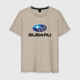 Мужская футболка хлопок с принтом Subaru sport auto в Екатеринбурге, 100% хлопок | прямой крой, круглый вырез горловины, длина до линии бедер, слегка спущенное плечо. | 