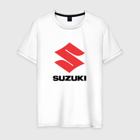 Мужская футболка хлопок с принтом Suzuki sport auto в Тюмени, 100% хлопок | прямой крой, круглый вырез горловины, длина до линии бедер, слегка спущенное плечо. | 