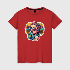 Женская футболка хлопок с принтом Пафосная Барби в солнцезащитных очках в Кировске, 100% хлопок | прямой крой, круглый вырез горловины, длина до линии бедер, слегка спущенное плечо | 