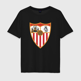 Мужская футболка хлопок Oversize с принтом Sevilla в Петрозаводске, 100% хлопок | свободный крой, круглый ворот, “спинка” длиннее передней части | 