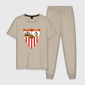 Мужская пижама хлопок с принтом Sevilla в Курске, 100% хлопок | брюки и футболка прямого кроя, без карманов, на брюках мягкая резинка на поясе и по низу штанин
 | 