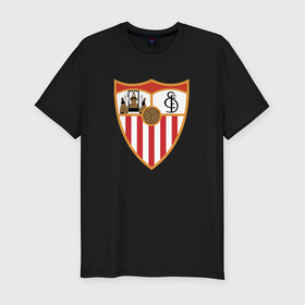 Мужская футболка хлопок Slim с принтом Sevilla в Курске, 92% хлопок, 8% лайкра | приталенный силуэт, круглый вырез ворота, длина до линии бедра, короткий рукав | 