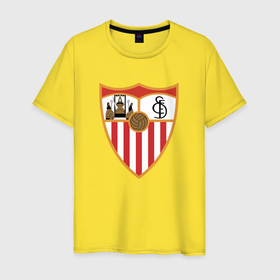 Мужская футболка хлопок с принтом Sevilla в Петрозаводске, 100% хлопок | прямой крой, круглый вырез горловины, длина до линии бедер, слегка спущенное плечо. | 