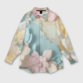 Мужская рубашка oversize 3D с принтом Нежные цветы пастельные тона в Санкт-Петербурге,  |  | Тематика изображения на принте: 