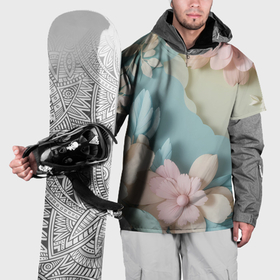 Накидка на куртку 3D с принтом Нежные цветы пастельные тона в Курске, 100% полиэстер |  | 