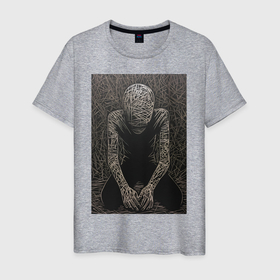 Мужская футболка хлопок с принтом Black depression в Екатеринбурге, 100% хлопок | прямой крой, круглый вырез горловины, длина до линии бедер, слегка спущенное плечо. | 
