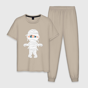 Мужская пижама хлопок с принтом Милая мумия в Курске, 100% хлопок | брюки и футболка прямого кроя, без карманов, на брюках мягкая резинка на поясе и по низу штанин
 | 
