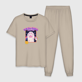 Мужская пижама хлопок с принтом Toe bean control в Курске, 100% хлопок | брюки и футболка прямого кроя, без карманов, на брюках мягкая резинка на поясе и по низу штанин
 | Тематика изображения на принте: 