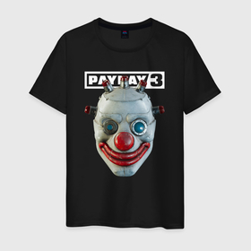 Мужская футболка хлопок с принтом Маска коулрофобия   Payday 3 в Петрозаводске, 100% хлопок | прямой крой, круглый вырез горловины, длина до линии бедер, слегка спущенное плечо. | 