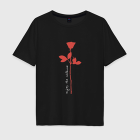 Мужская футболка хлопок Oversize с принтом Depeche Mode   Enjoy The Silence Rose в Курске, 100% хлопок | свободный крой, круглый ворот, “спинка” длиннее передней части | 