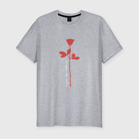 Мужская футболка хлопок Slim с принтом Depeche Mode   Enjoy The Silence Rose в Тюмени, 92% хлопок, 8% лайкра | приталенный силуэт, круглый вырез ворота, длина до линии бедра, короткий рукав | Тематика изображения на принте: 
