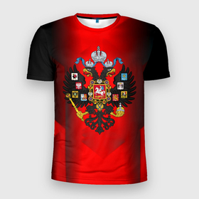 Мужская футболка 3D Slim с принтом Символика имперской россии в Санкт-Петербурге, 100% полиэстер с улучшенными характеристиками | приталенный силуэт, круглая горловина, широкие плечи, сужается к линии бедра | 
