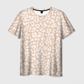 Мужская футболка 3D с принтом Нежный леопард паттерн в Кировске, 100% полиэфир | прямой крой, круглый вырез горловины, длина до линии бедер | Тематика изображения на принте: 