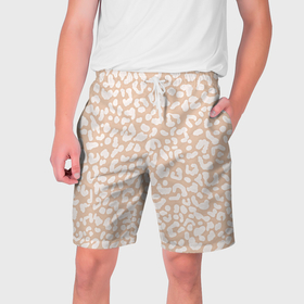 Мужские шорты 3D с принтом Нежный леопард паттерн в Кировске,  полиэстер 100% | прямой крой, два кармана без застежек по бокам. Мягкая трикотажная резинка на поясе, внутри которой широкие завязки. Длина чуть выше колен | 