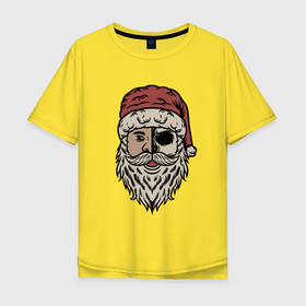 Мужская футболка хлопок Oversize с принтом Санта полузомби в Екатеринбурге, 100% хлопок | свободный крой, круглый ворот, “спинка” длиннее передней части | 