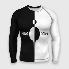 Мужской рашгард 3D с принтом Ping Pong черно белое в Петрозаводске,  |  | Тематика изображения на принте: 