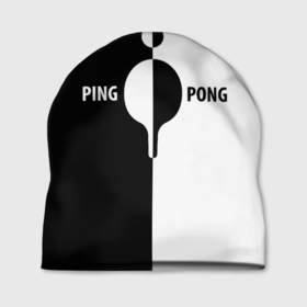 Шапка 3D с принтом Ping Pong черно белое в Петрозаводске, 100% полиэстер | универсальный размер, печать по всей поверхности изделия | Тематика изображения на принте: 