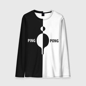 Мужской лонгслив 3D с принтом Ping Pong черно белое в Петрозаводске, 100% полиэстер | длинные рукава, круглый вырез горловины, полуприлегающий силуэт | 