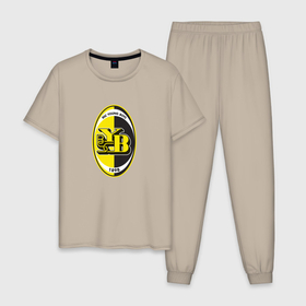 Мужская пижама хлопок с принтом Янг Бойз футбольный клуб , 100% хлопок | брюки и футболка прямого кроя, без карманов, на брюках мягкая резинка на поясе и по низу штанин
 | 