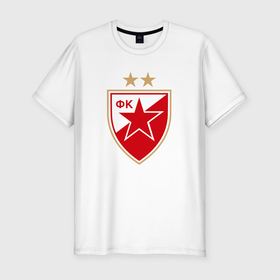 Мужская футболка хлопок Slim с принтом Црвена звезда сербия в Кировске, 92% хлопок, 8% лайкра | приталенный силуэт, круглый вырез ворота, длина до линии бедра, короткий рукав | 