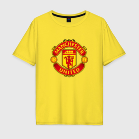 Мужская футболка хлопок Oversize с принтом Манчестер Юнайтед фк спорт в Тюмени, 100% хлопок | свободный крой, круглый ворот, “спинка” длиннее передней части | 