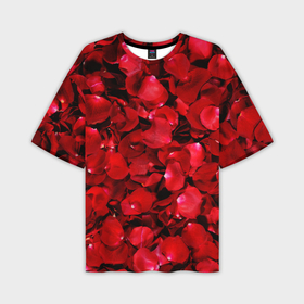 Мужская футболка oversize 3D с принтом Лепестки алых роз в Белгороде,  |  | Тематика изображения на принте: 