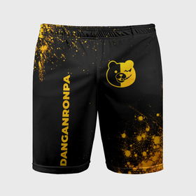 Мужские шорты спортивные с принтом Danganronpa   gold gradient: надпись, символ в Белгороде,  |  | Тематика изображения на принте: 
