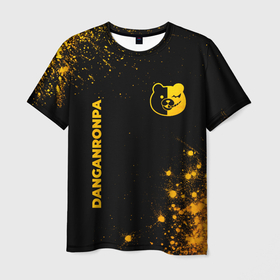 Мужская футболка 3D с принтом Danganronpa   gold gradient: надпись, символ в Белгороде, 100% полиэфир | прямой крой, круглый вырез горловины, длина до линии бедер | Тематика изображения на принте: 