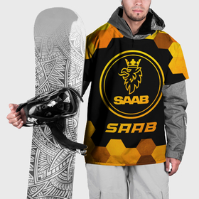 Накидка на куртку 3D с принтом Saab   gold gradient в Екатеринбурге, 100% полиэстер |  | Тематика изображения на принте: 