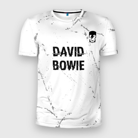 Мужская футболка 3D Slim с принтом David Bowie glitch на светлом фоне: символ сверху в Тюмени, 100% полиэстер с улучшенными характеристиками | приталенный силуэт, круглая горловина, широкие плечи, сужается к линии бедра | Тематика изображения на принте: 