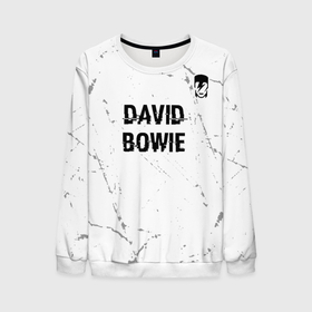 Мужской свитшот 3D с принтом David Bowie glitch на светлом фоне: символ сверху в Тюмени, 100% полиэстер с мягким внутренним слоем | круглый вырез горловины, мягкая резинка на манжетах и поясе, свободная посадка по фигуре | 