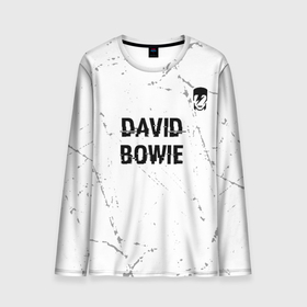 Мужской лонгслив 3D с принтом David Bowie glitch на светлом фоне: символ сверху в Кировске, 100% полиэстер | длинные рукава, круглый вырез горловины, полуприлегающий силуэт | Тематика изображения на принте: 