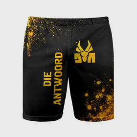 Мужские шорты спортивные с принтом Die Antwoord   gold gradient: надпись, символ в Петрозаводске,  |  | 
