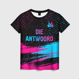 Женская футболка 3D с принтом Die Antwoord   neon gradient: символ сверху в Курске, 100% полиэфир ( синтетическое хлопкоподобное полотно) | прямой крой, круглый вырез горловины, длина до линии бедер | 