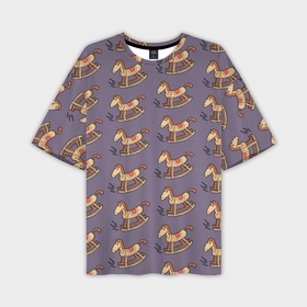 Мужская футболка oversize 3D с принтом Деревянные лошадки качалки ,  |  | 