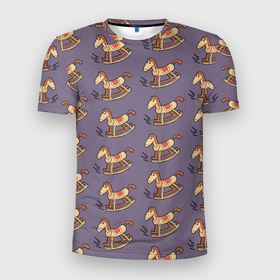 Мужская футболка 3D Slim с принтом Деревянные лошадки качалки в Петрозаводске, 100% полиэстер с улучшенными характеристиками | приталенный силуэт, круглая горловина, широкие плечи, сужается к линии бедра | 