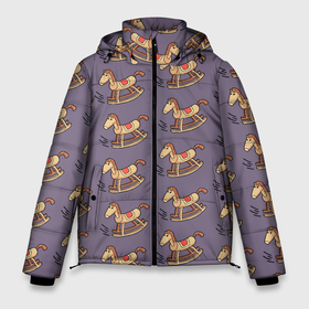 Мужская зимняя куртка 3D с принтом Деревянные лошадки качалки , верх — 100% полиэстер; подкладка — 100% полиэстер; утеплитель — 100% полиэстер | длина ниже бедра, свободный силуэт Оверсайз. Есть воротник-стойка, отстегивающийся капюшон и ветрозащитная планка. 

Боковые карманы с листочкой на кнопках и внутренний карман на молнии. | 