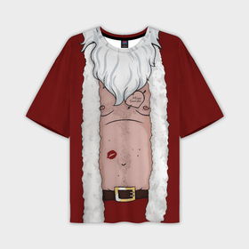 Мужская футболка oversize 3D с принтом Прикольный костюм санта клауса   голое тело в Петрозаводске,  |  | 