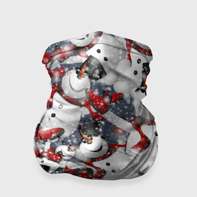 Бандана-труба 3D с принтом Зимний паттерн со снеговиками в Новосибирске, 100% полиэстер, ткань с особыми свойствами — Activecool | плотность 150‒180 г/м2; хорошо тянется, но сохраняет форму | Тематика изображения на принте: 