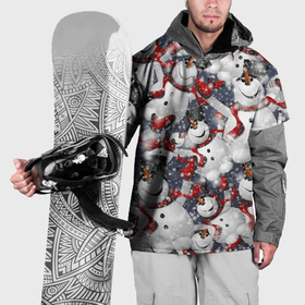 Накидка на куртку 3D с принтом Зимний паттерн со снеговиками в Тюмени, 100% полиэстер |  | 