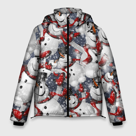 Мужская зимняя куртка 3D с принтом Зимний паттерн со снеговиками в Новосибирске, верх — 100% полиэстер; подкладка — 100% полиэстер; утеплитель — 100% полиэстер | длина ниже бедра, свободный силуэт Оверсайз. Есть воротник-стойка, отстегивающийся капюшон и ветрозащитная планка. 

Боковые карманы с листочкой на кнопках и внутренний карман на молнии. | 