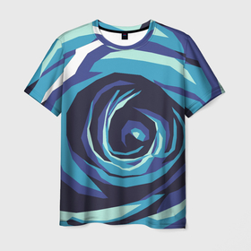 Мужская футболка 3D с принтом Абстракция синяя роза в Петрозаводске, 100% полиэфир | прямой крой, круглый вырез горловины, длина до линии бедер | Тематика изображения на принте: 