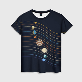 Женская футболка 3D с принтом Парад планет 2024 в Петрозаводске, 100% полиэфир ( синтетическое хлопкоподобное полотно) | прямой крой, круглый вырез горловины, длина до линии бедер | 