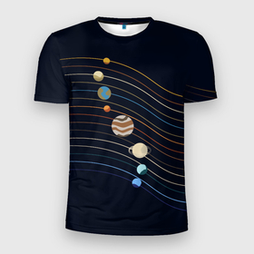 Мужская футболка 3D Slim с принтом Парад планет 2024 в Екатеринбурге, 100% полиэстер с улучшенными характеристиками | приталенный силуэт, круглая горловина, широкие плечи, сужается к линии бедра | Тематика изображения на принте: 