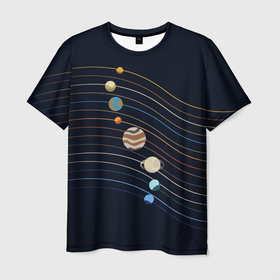 Мужская футболка 3D с принтом Парад планет 2024 , 100% полиэфир | прямой крой, круглый вырез горловины, длина до линии бедер | Тематика изображения на принте: 