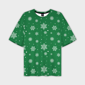 Мужская футболка oversize 3D с принтом Hello winter green snow в Санкт-Петербурге,  |  | 