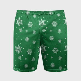 Мужские шорты спортивные с принтом Hello winter green snow в Санкт-Петербурге,  |  | Тематика изображения на принте: 