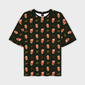 Мужская футболка oversize 3D с принтом Christmas cockies pattern в Курске,  |  | Тематика изображения на принте: 