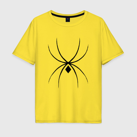 Мужская футболка хлопок Oversize с принтом Черный паук минимал в Тюмени, 100% хлопок | свободный крой, круглый ворот, “спинка” длиннее передней части | Тематика изображения на принте: 
